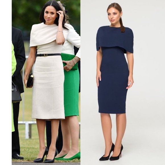 Mina Audin Dresses & Skirts - Meghan Markle Style Blue Cape Dress